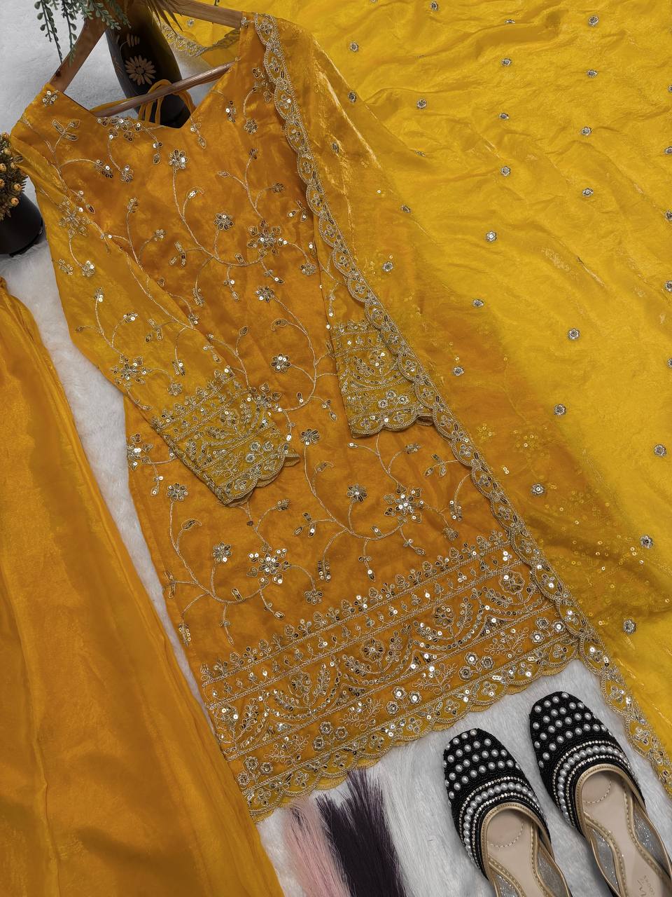 Saffron Yellow Heritage Tie-Back Set
